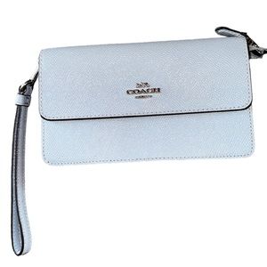 Coach Light Blue Clasp Close Wristlet